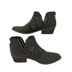 Steve Madden Boots Womens 6.5M Green Sabra Ankle Bootie Faux Suede Western Style